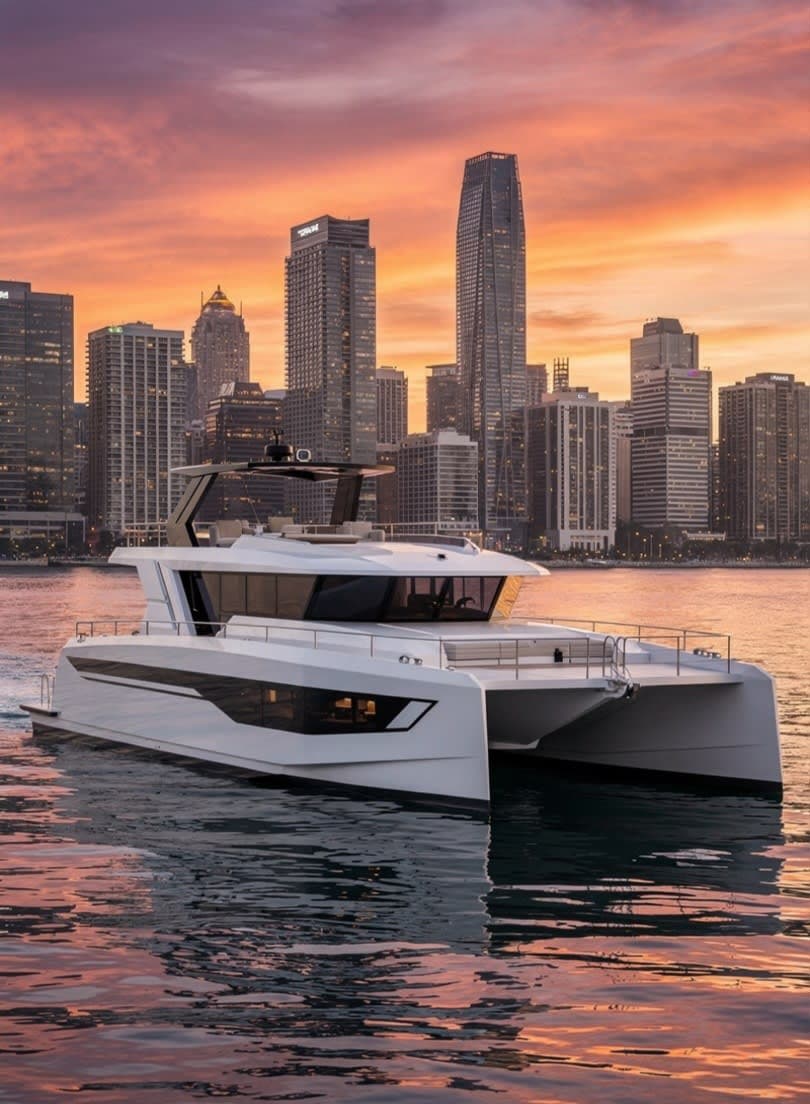 Luxury yacht cruising at speed